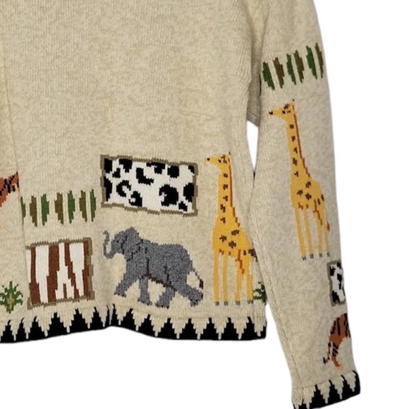 American Vintage Animal Print Cardigan - Cream, Orange, Gray, Black - Picture 4 of 8